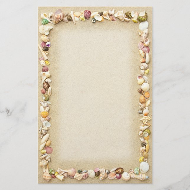 Rahmen von Muscheln und Strand Sand Briefpapier (Vorderseite)