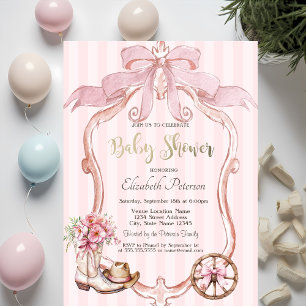 Rahmenbogen Cowgirl Western Gestreift Baby Shower  Einladung