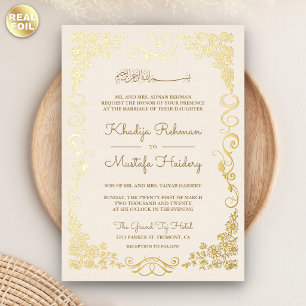 Rahmens muslimische Hochzeit mit Creme- und Goldve Folieneinladung