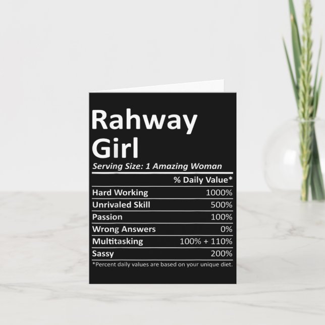 Rahway Girl Nj New Jersey Funny City Home Roots Us Karte (Vorderseite)