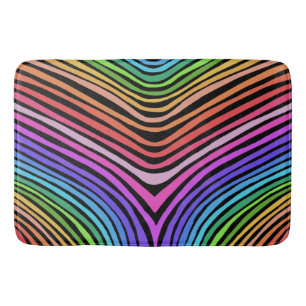 Raibow Stripes Curves Lines auf Schwarz Badematte