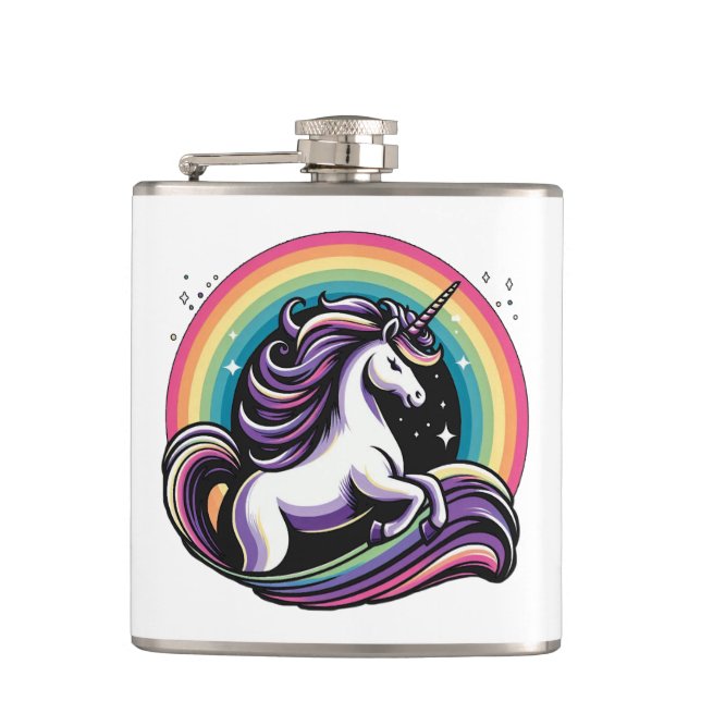 Raibow Unicorn Flachmann (Vorderseite)