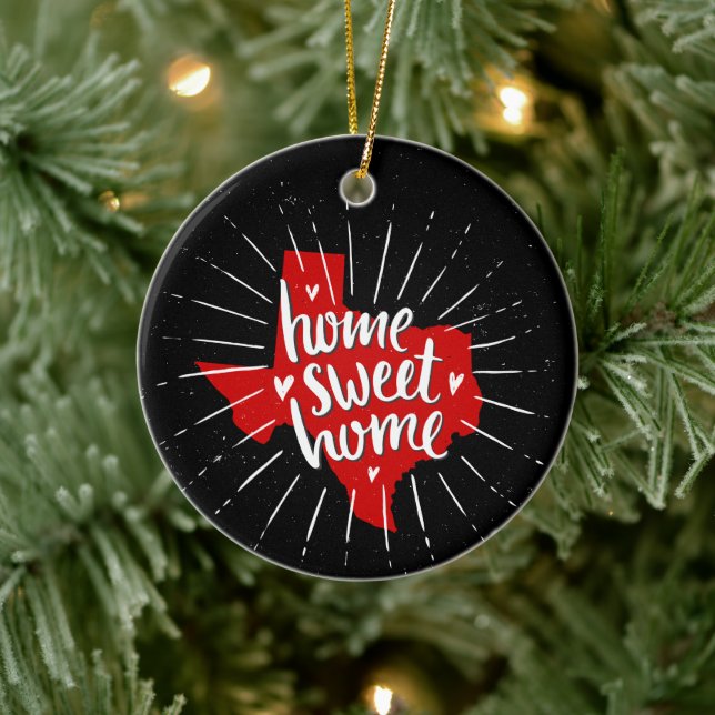 Raider Red and Black Zuhause Sweet Zuhause - Texas Keramik Ornament (Baum)
