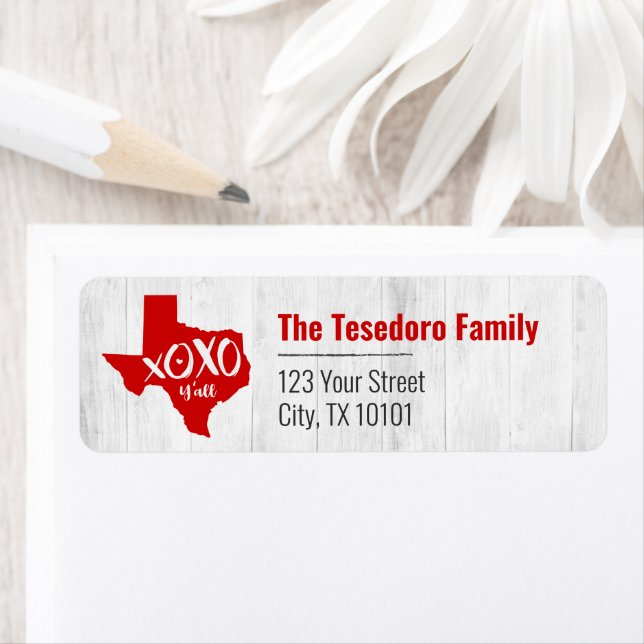 Raider Red XOXO, Y'all - Texas Staat Shape (Insitu)