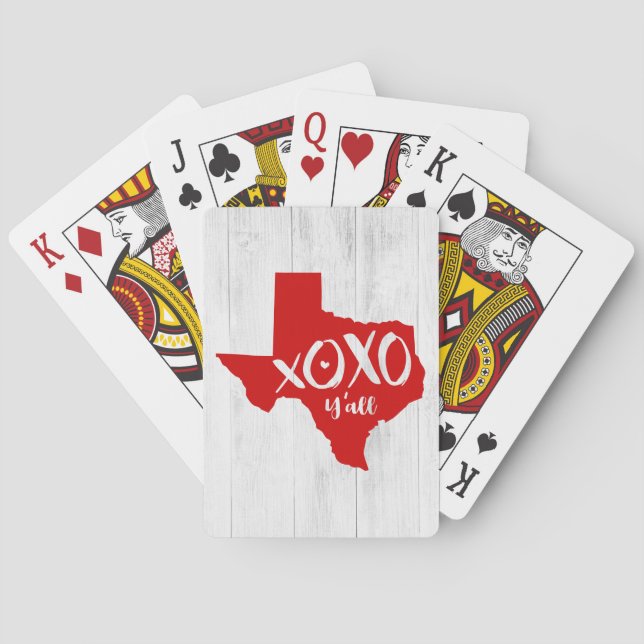 Raider Red XOXO, Y'all - Texas Staat Shape Spielkarten (Rückseite)