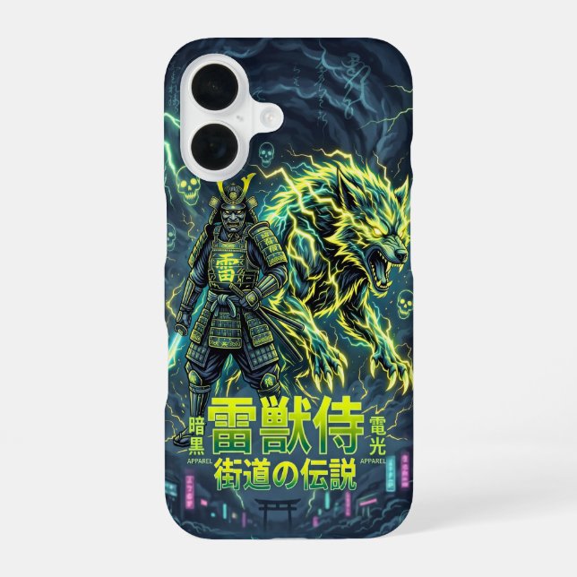Raiju Blitzwolf Samurai iPhone 16 Hülle (Rückseite)