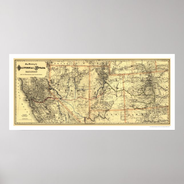 Rail Map 1882 von California & Nevada Poster (Vorne)