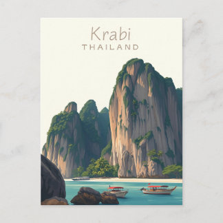 Railay Beach, Krabi Thailand Vintage illustration Postkarte
