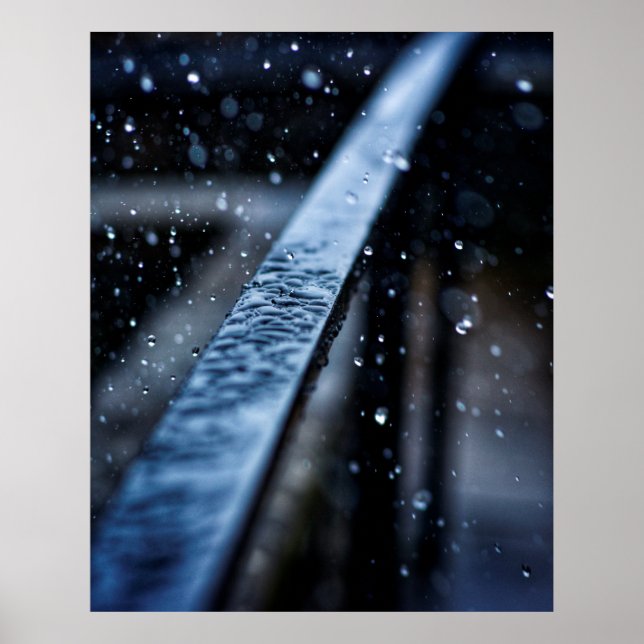 Railing rain wet nature drops poster (Vorne)
