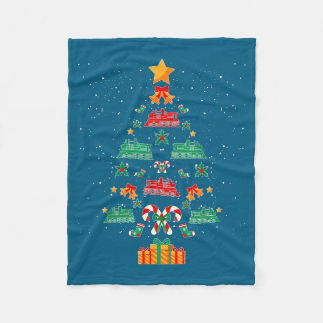 Railroad Train Locomotive Old Train Christmas Tree Fleecedecke (Vorderseite)