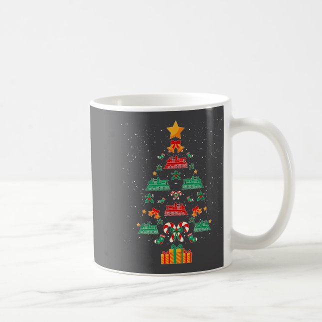 Railroad Train Locomotive Old Train Christmas Tree Kaffeetasse (Rechts)
