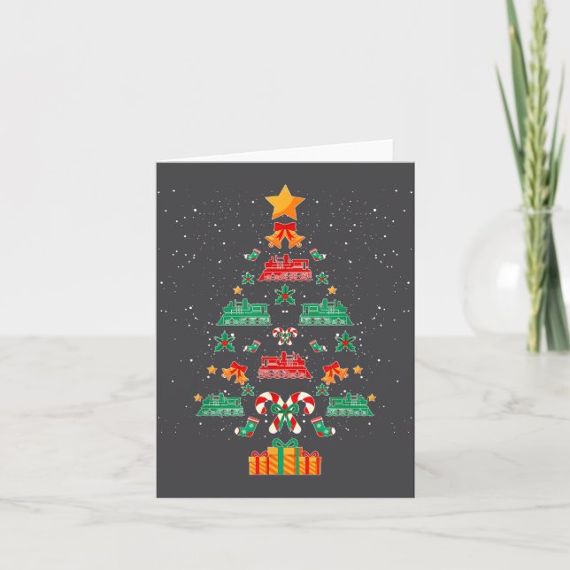 Railroad Train Locomotive Old Train Christmas Tree Karte (Vorderseite)