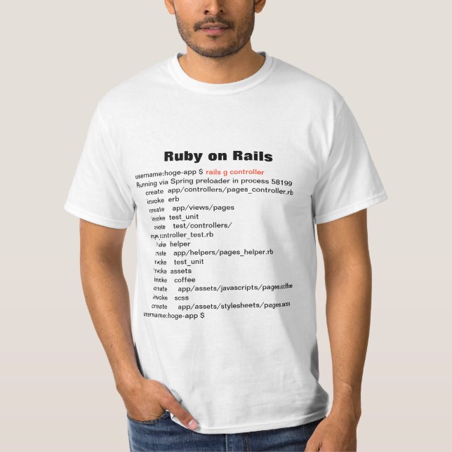 rails g controller (Ruby on Rails) T-shirts (Devant)