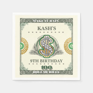 Rain 100 Dollar Scheine Geburtstagskorb Serviette