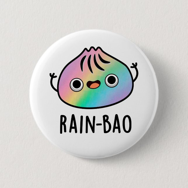 Rain-bao Funny Rainbow Dimsum Bao Pun Button (Vorderseite)