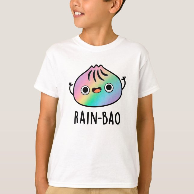 Rain-bao Funny Rainbow Dimsum Bao Pun T-Shirt (Vorderseite)