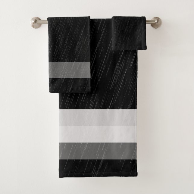 Rain Black and White Pattern Badhandtuch Set (Insitu)