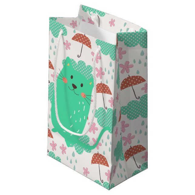 Rain Cats Kleine Geschenktüte (Vorderseite Schrägansicht)