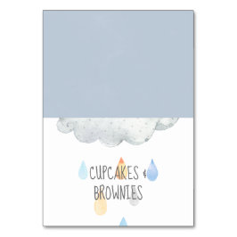 Rain Cloud Boy Baby Dusche Buffet Food Labels Tischnummer