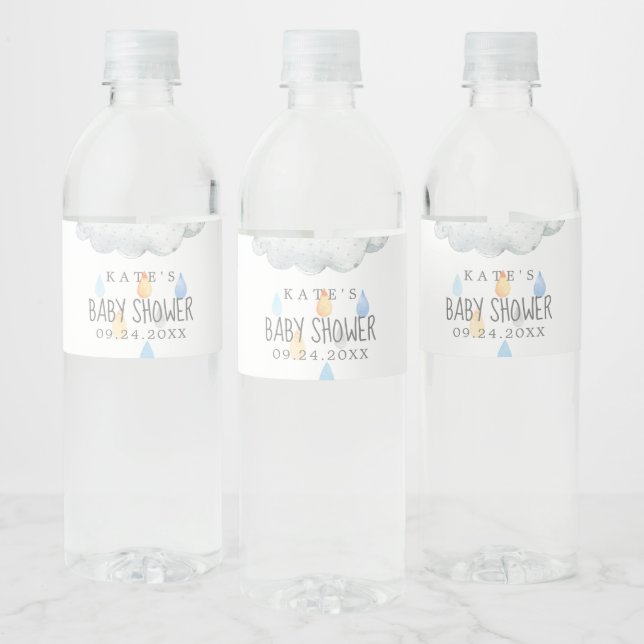 Rain Cloud Boy Baby Dusche Wasser Flasche Etikett (Flaschen)