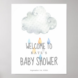 Rain Cloud Boy Baby Dusche Willkommenspender Poster