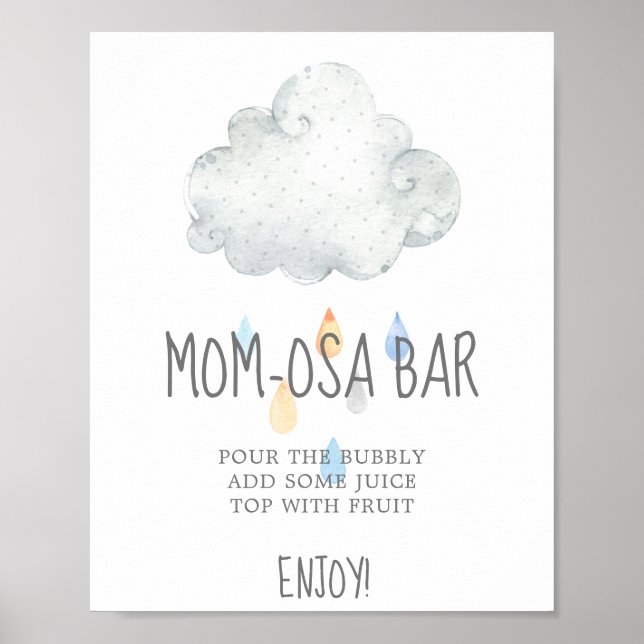 Rain Cloud Boy Baby Shower Mama-osa Bar Sign Poster (Vorne)