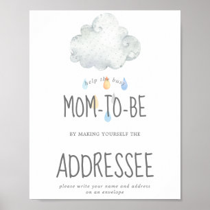 Rain Cloud Boy Shower Address a Envelope Sign Poster
