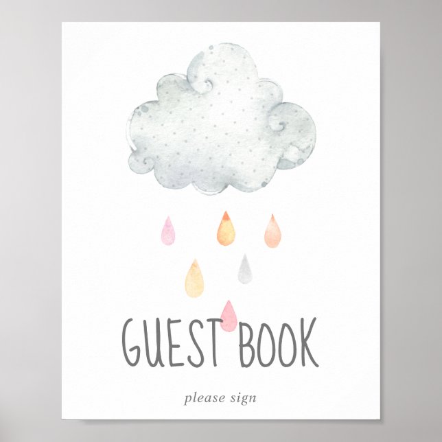 Rain Cloud Girl Babydusche Gästebuchsignatur Poster (Vorne)