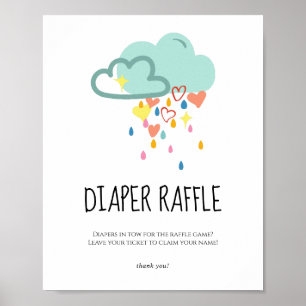 Rain Cloud Girl Diaper Raffel-Zeichen Poster