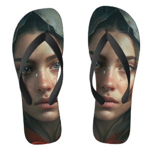 Rain hood girl flip flops