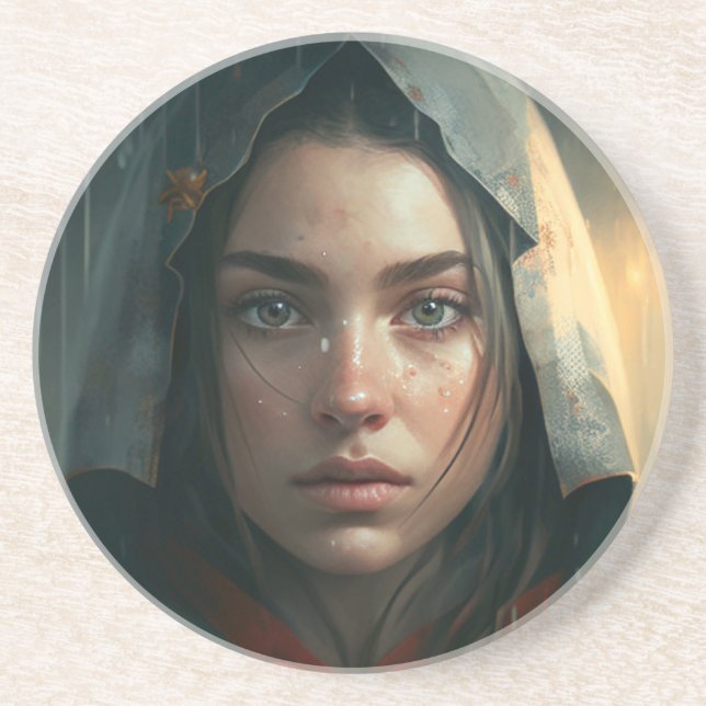 Rain hood girl getränkeuntersetzer (Vorne)