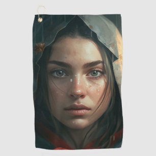 Rain hood girl golfhandtuch