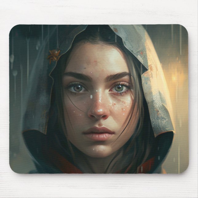 Rain hood girl mousepad (Vorne)