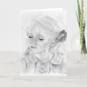 Rain kleine Mädchen in Regen Grußkarte Karte