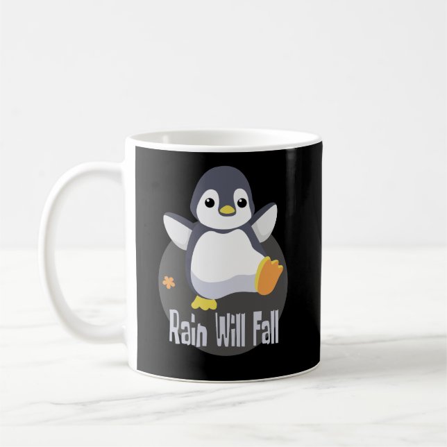 Rain wird Kawaii lustigen Baby Pinguin glücklich f Kaffeetasse (Links)