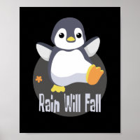 Rain wird Kawaii lustigen Baby Pinguin glücklich f