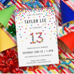 Rainbow 13 Year Old Birthday Party, 13. Geburtstag Einladung<br><div class="desc">Rainbow 13-jähriger Geburtstag / 13. Geburtstagsfeier Einladungen! Die 13-jährige Party und die "13" in Konfetti mit lustigen,  regenbogenfarbenen Konfetti-Kreisen,  die von oben auf diesen niedlichen Sprinklern springen,  laden zum Verweilen ein</div>