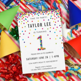 Rainbow 1. Geburtstag Party, erster Geburtstag Einladung