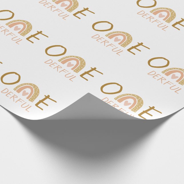Rainbow 1st Birthday Onederful Birthday Favoriten Geschenkpapier (Ecke)