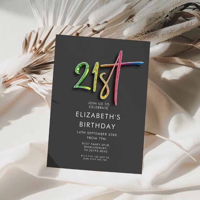 Rainbow 21. Geburtstag Einladung (Von Creator hochgeladen)
