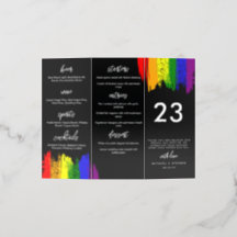 Rainbow 2 in 1 Menu Drink Tischnummer Hochzeit
