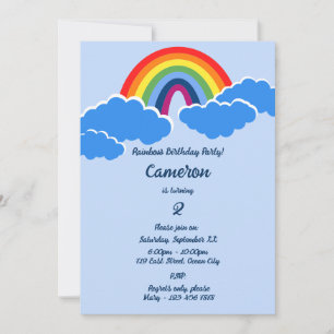 Rainbow 2 Year Old Birthday Party Einladungskarte