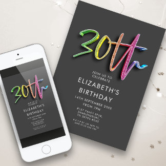 Rainbow 30. Geburtstag Einladung