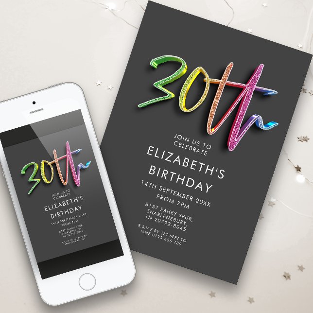 Rainbow 30. Geburtstag Einladung (Von Creator hochgeladen)