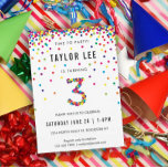 Rainbow 3. Geburtstag Party, 3. Geburtstag Einladung<br><div class="desc">Rainbow 3. Geburtstag / 3. Geburtstag Party Einladungen! Mit dem Party Ihres 3-jährigen Jungen oder Mädchens und einem "3" in Konfetti,  mit lustigen,  regenbogenfarbenen Konfetti-Kreise,  die von oben aus diesen niedlichen einladen</div>