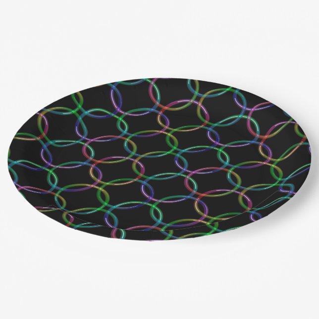 Rainbow 3D-Sicherungsringe + Ihre Ideen Pappteller (Schrägansicht)