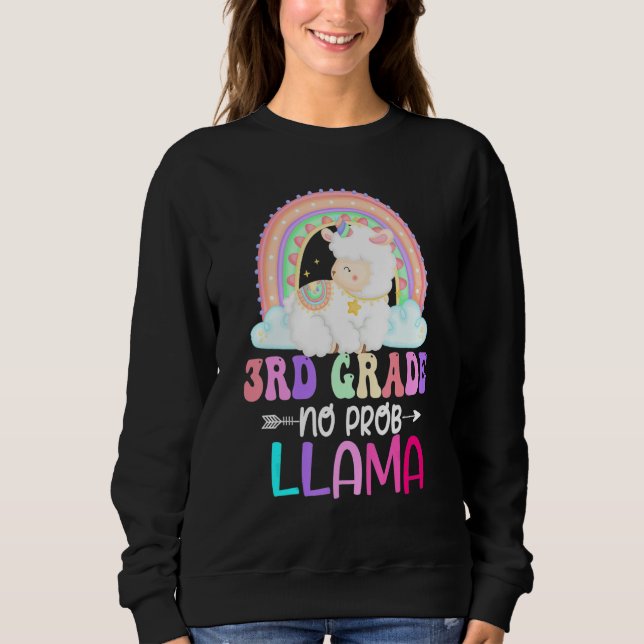 Rainbow 3rd Grade No Prob Llama 100th Day of Schoo Sweatshirt (Vorderseite)