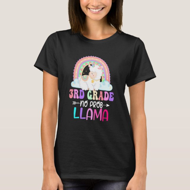 Rainbow 3rd Grade No Prob Llama 100th Day Of Schoo T-Shirt (Vorderseite)