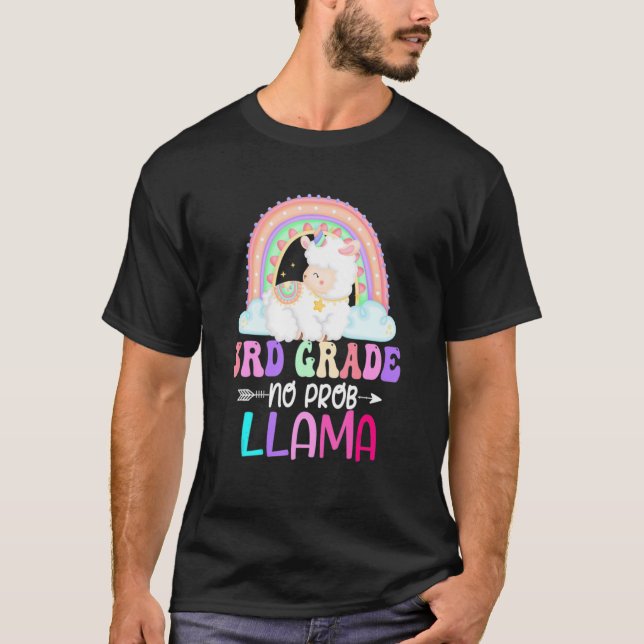 Rainbow 3rd Grade No Prob Llama 100th Day Of Schoo T-Shirt (Vorderseite)