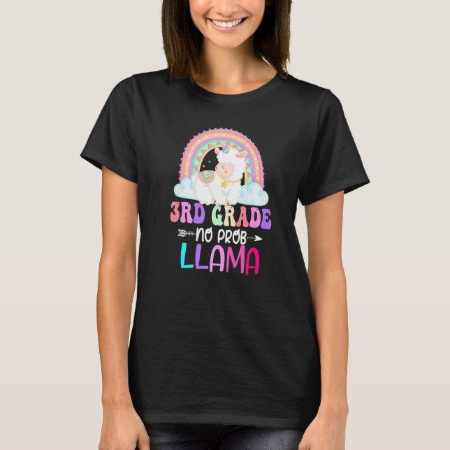 Rainbow 3rd Grade No Prob Llama 100th Day of Schoo T-Shirt (Vorderseite)